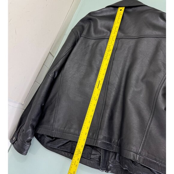 Colebrook Leather Bomber Jacket Mens 2XL XXL Black Full Zip Quilted Liner - Picture 4 of 9
